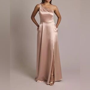 David’s Bridal Luxe Charmeuse One-Shoulder Bridesmaid Dress